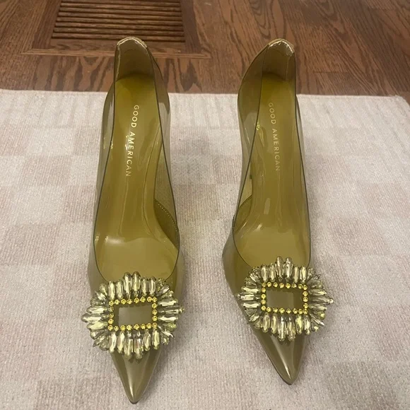 Good American Cinder F*cking Ella Olive Heels with Embellishment - Picture 3 of 10